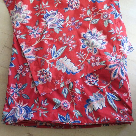 Southshore Fine Linens Red Floral Queen Duvet 1 Sham Zipper Closure - Picture 2 of 7